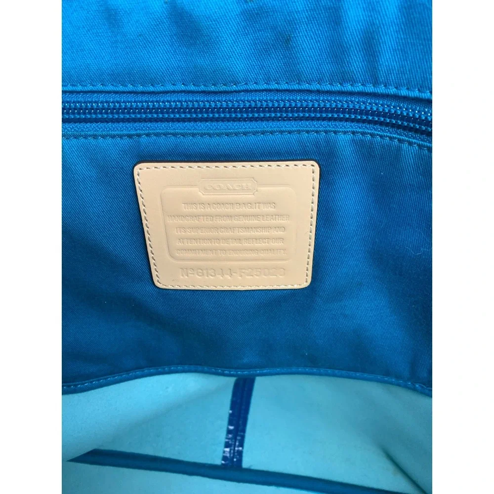 Coach Park Metro Patent‎ Leather Shopper Tote Bag - Model F25028 - Glossy Blue
